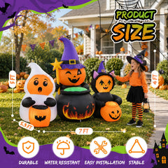 Close-up of Toiyjofe 7FT Halloween inflatable LED lights