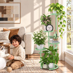 Close-up of TOSKING plant stand's heavy-duty iron frame