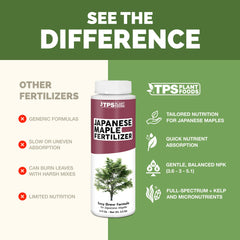 Close-up of TPS NUTRIENTS Japanese Maple Tree Fertilizer label