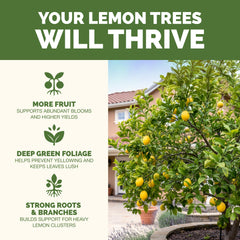 Close-up of TPS NUTRIENTS Lemon Tree Fertilizer label