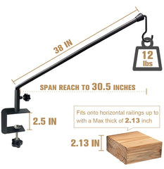 Close-up of Tuohours deck hook clamp attachment on railing