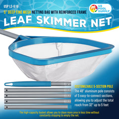 Close-up of U.S. Pool Supply skimmer net's deep fine mesh basket