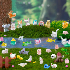 Close-up of U-Zimikee mini animals in vibrant colours