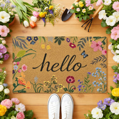 Close-up of ULTSOFE Floral Door Mat Non-Slip Backing