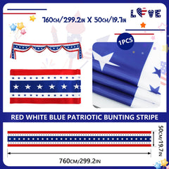 Close-up of UQJE American Flag Bunting showing vibrant star details