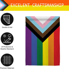 Close-up of UTSANG Progress Pride Rainbow Flag details