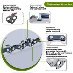 Close-up of V-MODEST Chainsaw Chain features