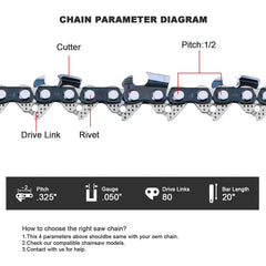 Close-up of V-MODEST Chainsaw Chain's sharp cutters