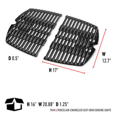 Close-up of Weber Q cast-iron cooking grates texture