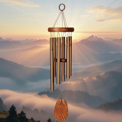 Close-up of Woodstock Amazing Grace Wind Chime bronze tubes