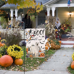close-up of xepaxon Halloween Boo Garden Flag details