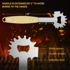 Close-up of XYK BBQ Grill Scraper stainless steel construction