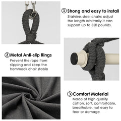 Close-up of Y- STOP Hammock Chair's sturdy spreader bar