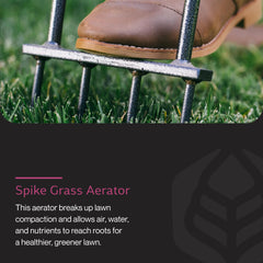 Close-up of Yard Butler aerator spikes showing depth