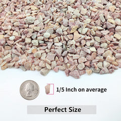 Close-up of YISZM peach gravel pebbles showing size