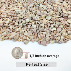 Close-up of YISZM peach gravel pebbles showing size and texture