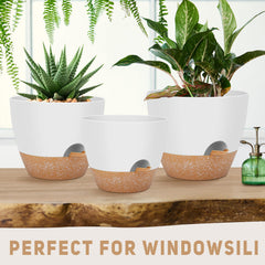 Close-up of YNNICO self watering pot drainage holes
