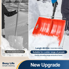 Close-up of Yocada snow shovel's D-grip handle for comfort