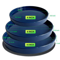 Close-up of Yukfona blue ceramic plant saucer showing smooth surface
