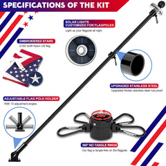 Close-up of ZMTECH stainless steel flag pole with adjustable bracket