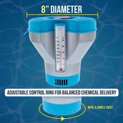 Close-up view of adjustable flow control ring on chlorine floater