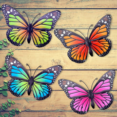 Close-up view of blue EOORAU butterfly wall art