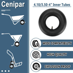 Close-up view of Cenipar 4.10/3.50-4" inner tube showing the valve stem