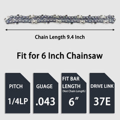 Close-up view of Fifchall mini chainsaw chain teeth