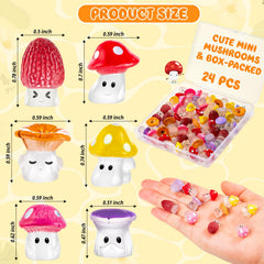 Close-up view of GDZRDFLH resin mushroom figurines
