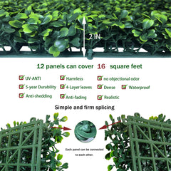 Close-up view of ODTORY artificial hedge leaves