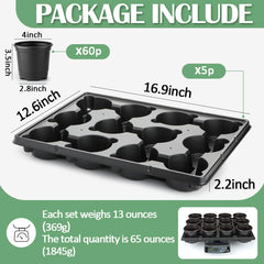 Close-up view of RooTrimmer black nursery pots stacked