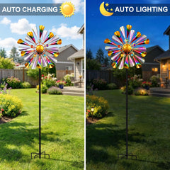 Close-up view of XPSCOCO Solar Wind Spinner LED light feature