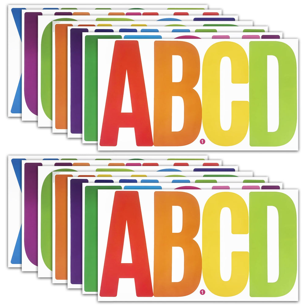 CMBBZZY 6 Inch Letter Stickers, multi-colour letters on a sheet