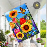 COCJCJ Large Garden Flag 28x40 double-sided with sunflower and butterfly design