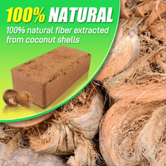 Coco coir brick expanding in water