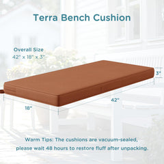 Codi Outdoor Bench Cushion 42x18'' Spice side view