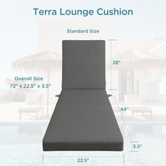 Codi outdoor chaise lounge cushion side view showing high-density foam
