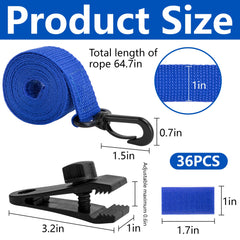 codree solar cover straps with hooks and clips