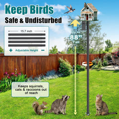 cogardenshower bird feeder pole mounted with birdhouse