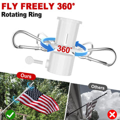 cogardenshower flag pole showing tangle-free design with rotating rings