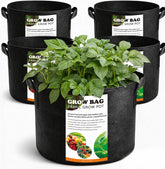 COKIELE 5 Pack 3 Gallon Fabric Grow Bags in Black