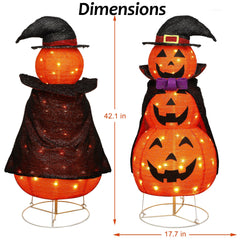 Collapsible stacked pumpkin with vampire cloak and bow tie
