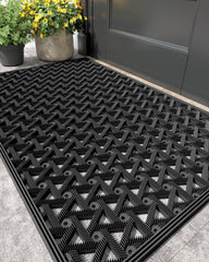 Color&Geometry 19"x30" black door mat front view