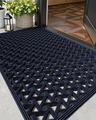 Color&Geometry Door Mat 24"x36" blue model front view