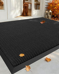 Color&Geometry Front Door Mat 32x48 inches Black Grey front view
