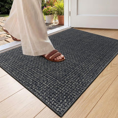 Color&Geometry Ultra-Thin Indoor Door Mat 24"x36" Charcoal Grey front view