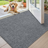 Color&Geometry Ultra-Thin Indoor Door Mat 32"x48" Dark Grey Linen front view
