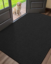 Color&Geometry Ultra-Thin Indoor Door Mat 32"x48" Ebony Black front view