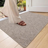 Color&Geometry Ultra-Thin Indoor Door Mat front view 24x36 light brown linen