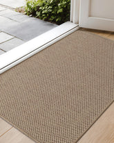 Color&Geometry Ultra-Thin Indoor Door Mat, Heather Dark Beige, front view